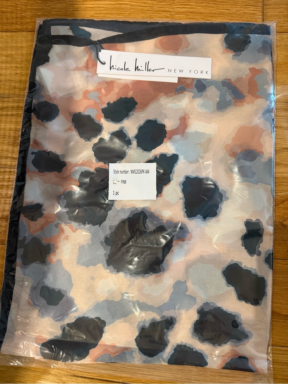 Nicole Miller Pink, Black & Blue Abstract Scarf